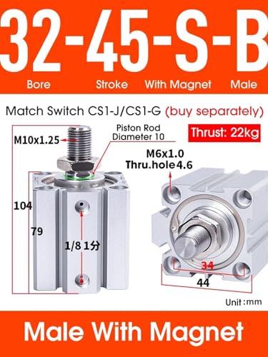 Cylindre SDA32-SB compact double effet pour guidage fluide et précis