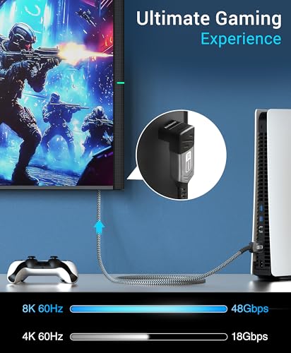 Image of BlueRigger HDMI 90 Degree Adapter (1-Pack, 8K 60Hz Right Angle HDMI 90 Degree Adapter, Male to Female, L-Shaped Up & Down Angled Elbow Connector)- Compatible with HDTV, Laptop, PS5, PS4