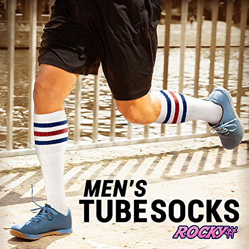 ROCKY Men's Striped Tube Socks Over the Calf High (6-Pair) Size 9-10-13-152