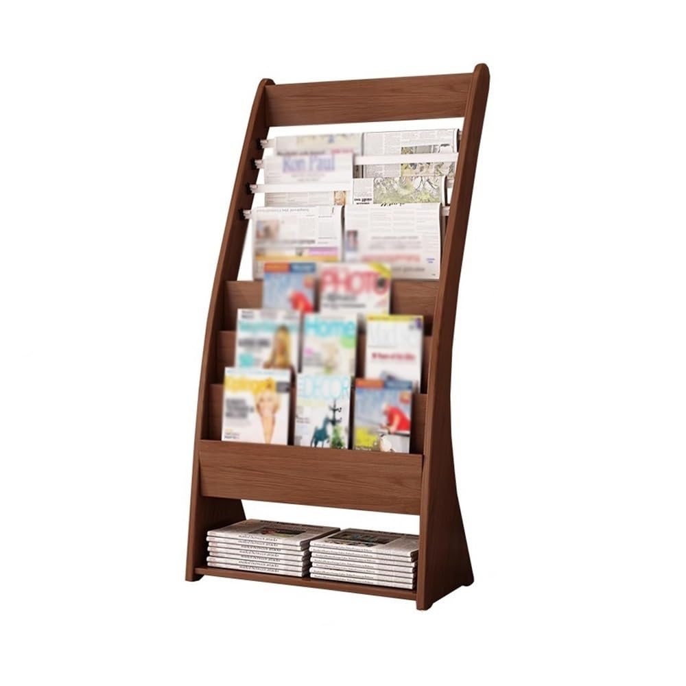 Jianjunchaling Brown Wooden Floor-Standing Bookshelf Magazine Rack Office Newspaper Promotional Materials Display Racks For Office, Trade Show, Exhibitions(Brown)