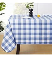 MOSAYT Rectangle Vinyl Tablecloth, 100% Waterproof Buffalo Gingham Plastic Table Cloth, Heavy Dut...