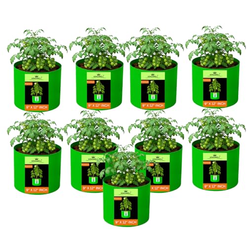 Image of Kingwell grow bags 9x12 inches pack of 9 For Terrace Garden Vegetable Plant Grow Bags Fruits Growing Containers For terrece Gardening