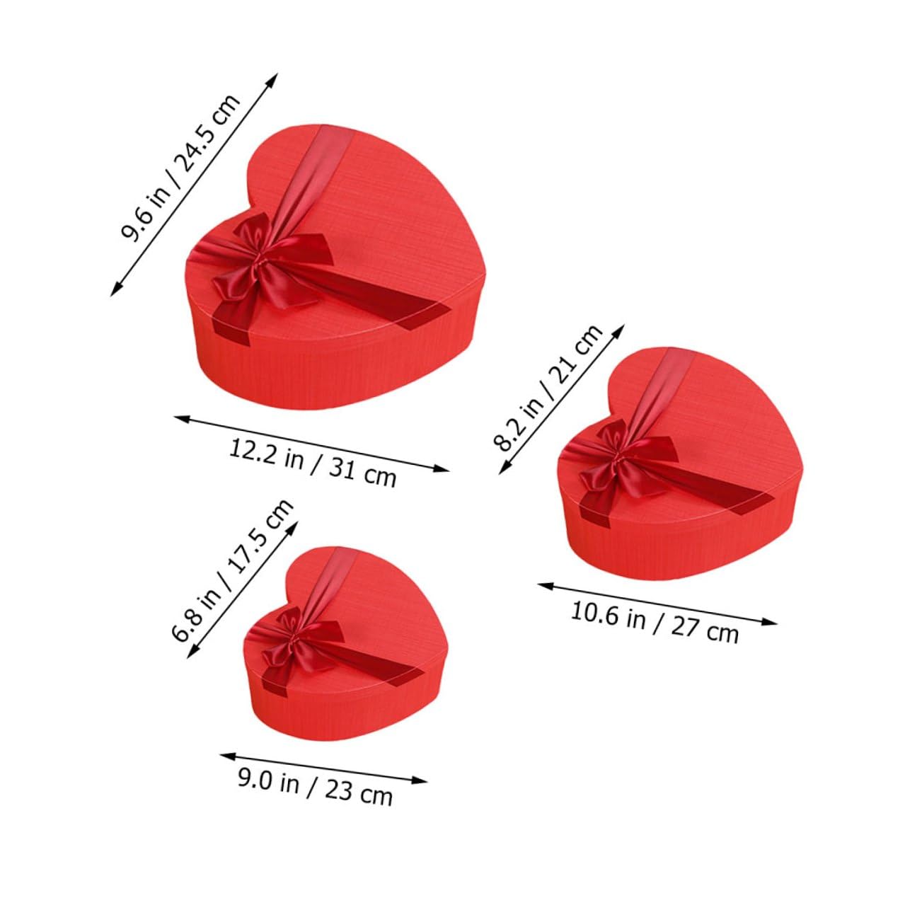 Gogogmee 3 Stück pack Rote Herzförmige Geschenkboxen aus Papier Aufbewahrungsboxen für Valentinstag Hochzeiten und Dekoration