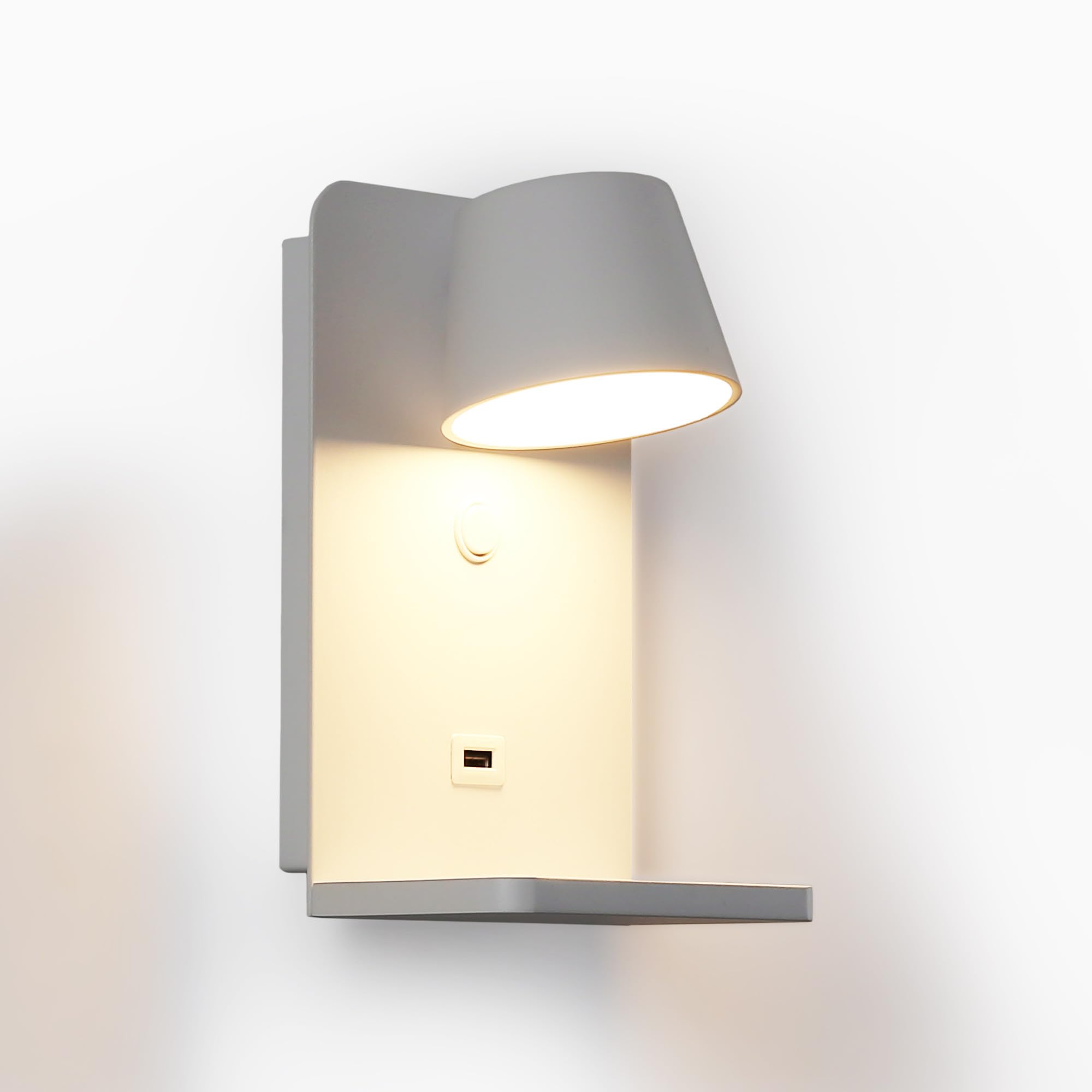 BARCELONA LED Wandleuchte "BASKOP W" Leselampe 6 W schwenkbar Kabellose Ladestation + USB-Port Moderne Wandleuchte ideal für Kopfteil, Schlafzimmer oder Schreibtisch