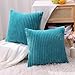 Simmore Decorative Spring Throw Pillow Covers 12x20 Set of 2, Soft Natural Plush Flannel Double-Sided Fluffy Lumbar Pillow Covers for Couch Sofa Living Room, Teal