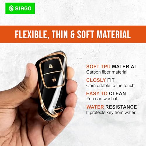 Image of SIAGO SIA359 TPU Key Cover and Metal Keychain Compatible for Honda BRV | WRV | CRV | Jazz | City 2 Button Smart Key (Black Pack of 1)