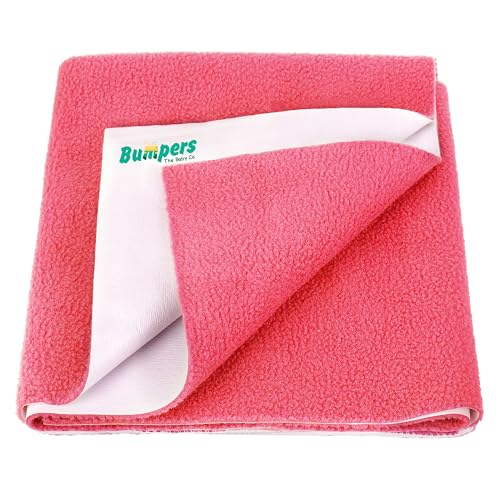 Image of Bumpers Waterproof Quick Dry Sheet for Baby| Bed Pad Extra Absorbent Washable Matress Protector| Baby Bed Protector Sheet for Toddler Children (Salmon Rose, Large (140x100 cm))