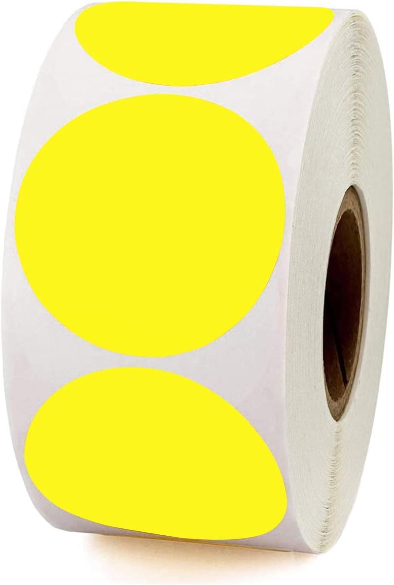 500Pcs Yellow Color Coding Dot Sticker Labels for Christmas Holiday New Year Moving Storage Organizing,2 Inch Target Repair Stickers Write On Surface,