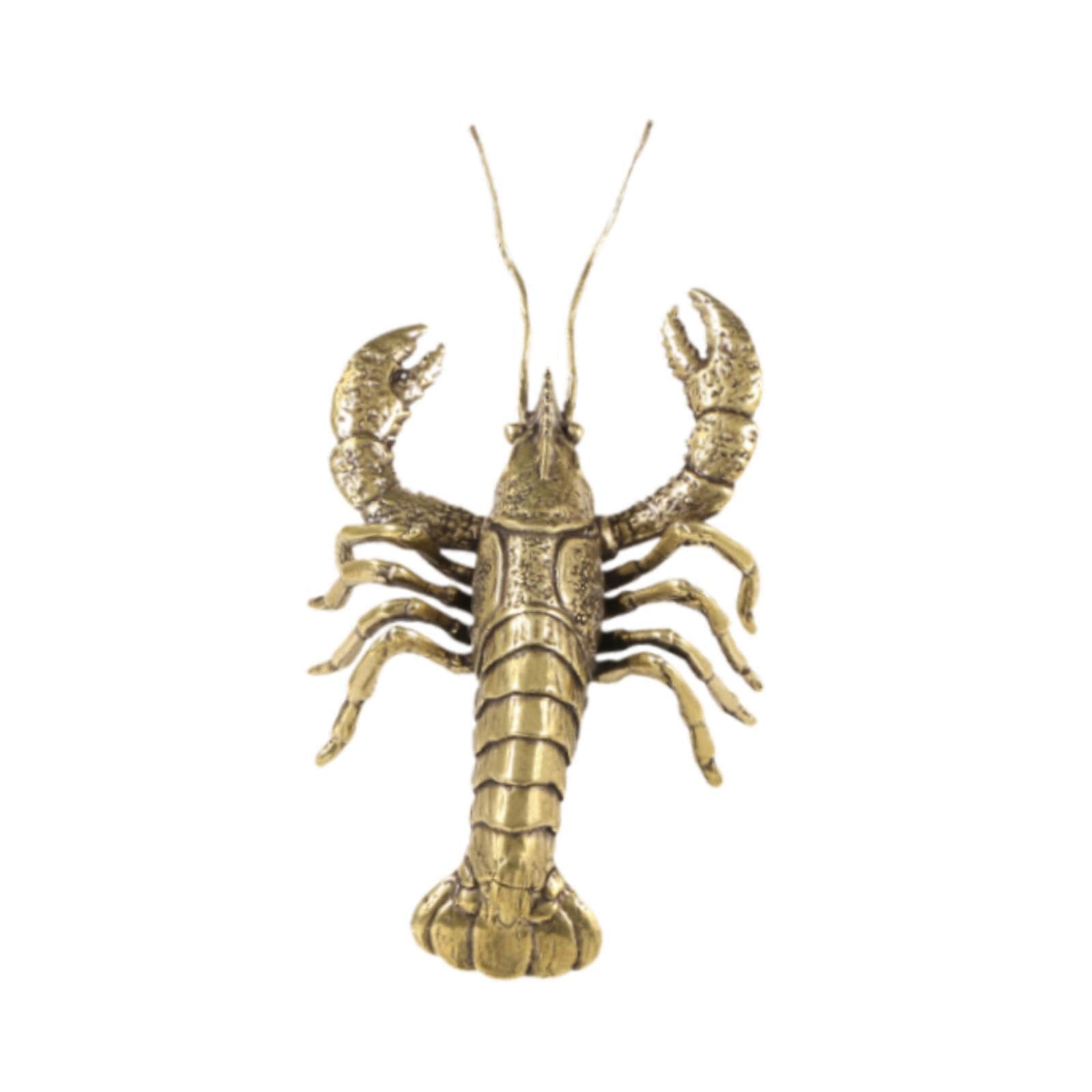PIXZCSA Statuetta di aragosta in ottone in stile cinese d'epoca per camera da letto d'albergo, regalo da collezione, finitura antica, vetrine ricche