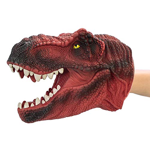 COGO MAN Dinosaur Hand Puppet , Red T Rex Toys Dinosaur Puppet Rubber | Realistic Tyrannosaurus Rex Head | Lifelike Hand Puppet Toys | Halloween Decorations Toys Gifts for Kids and Adults