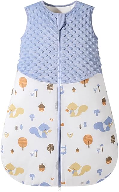 Fairy Baby Sleeping Bag 1.5 TOG Unisex Wearable Blanket Swaddle for Newborn Soft Cotton Sleeveless Sleeping Sack with Double Zipper (Blue-1.5tog, M)