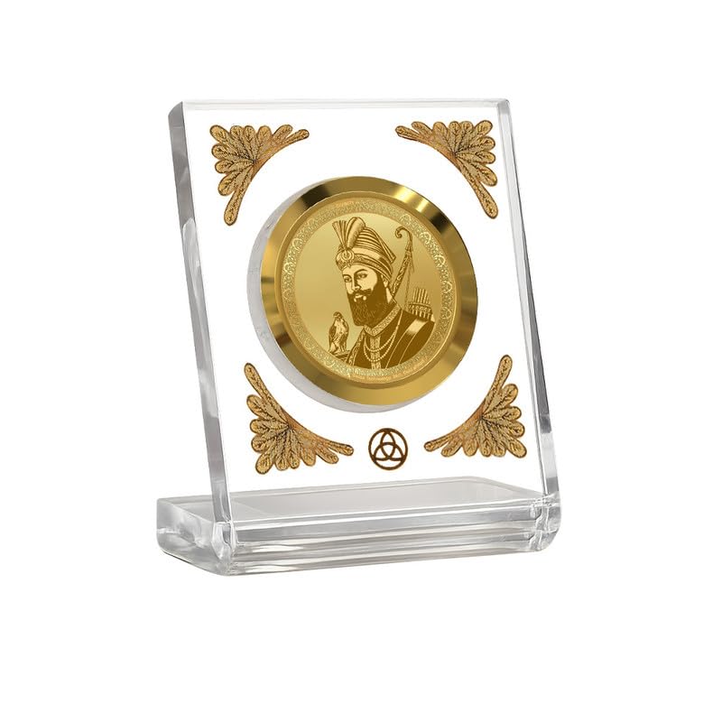 Image of DIVINITI 24K Gold Plated Guru Gobind Singh Ji Acrylic Frame for Car Dashboard, Home Temple & Office Table | Premium Spiritual Gift, Blessings for Protection & Positivity, 8x7 cm Decorative Showpiece