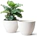 Flower Pots Indoor Planter - 11.3 inch Outdoor Pots Resin Tree Planter for Patio, Deck,Garden,Speckled White,Set of 2