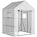 Outsunny Invernadero de Jardín 143x143x195 cm Vivero Casero de Acero con 4 Estantes Puerta y 2 Ventanas Enrollables para Cultivos Plantas Macetas Flores Patio Exterior Blanco