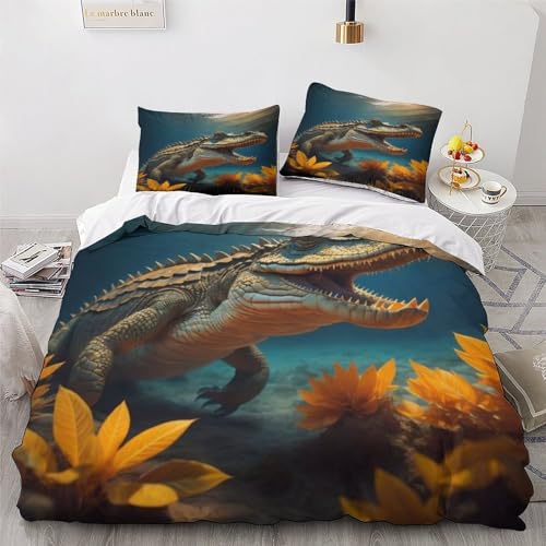 Housse de couette crocodile en microfibre douce anti-plis taille King - 6