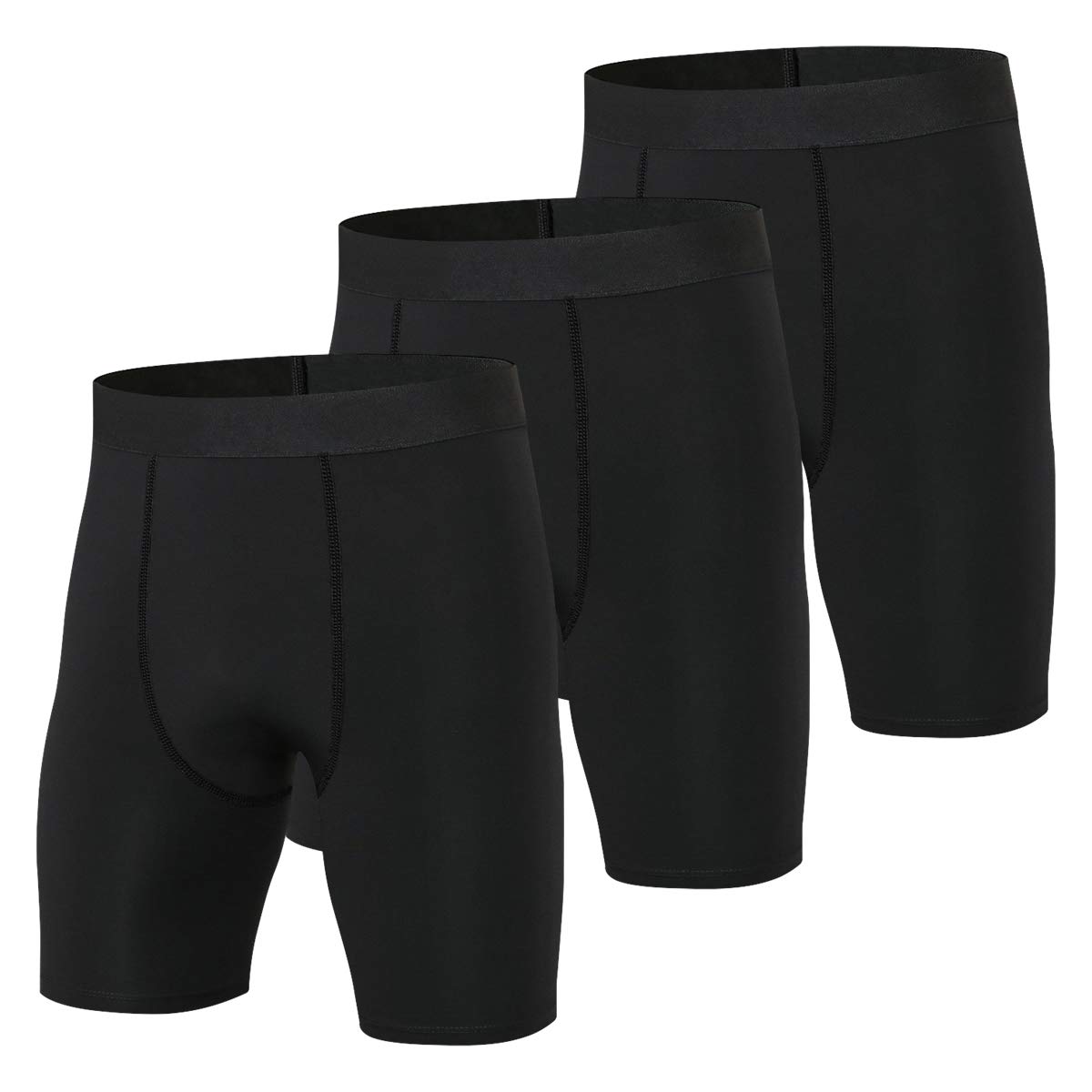 Niksa3 Pack Mens Compression Shorts Gym Running Sports Underwear Base Layer Shorts Sports Undershorts Quick-Drying Fabric Men’s Workout Shorts with Compression Fit Black M