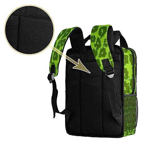 Cartable pour filles et garçons motif léopard vert idéal pour la récréation