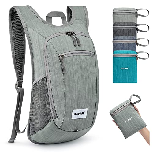 G4Free Small Foldable Backpack 10/15L Lightweight Foldable Outdoor Travel Backpack Shoulder Bag, grey, 15Liters, Hiking