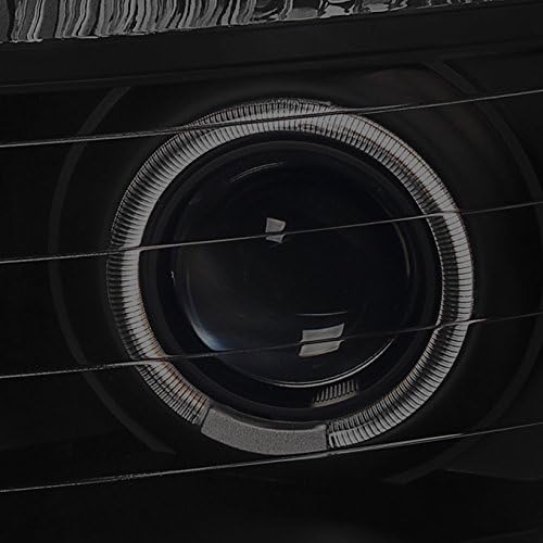 Miniatura 4 de AKKON - Para Nissan Titan Armada Lente Ahumada Negro Anillo de Halo Dual Halo DRL Daylight LED Proyector Faros Reemplazo