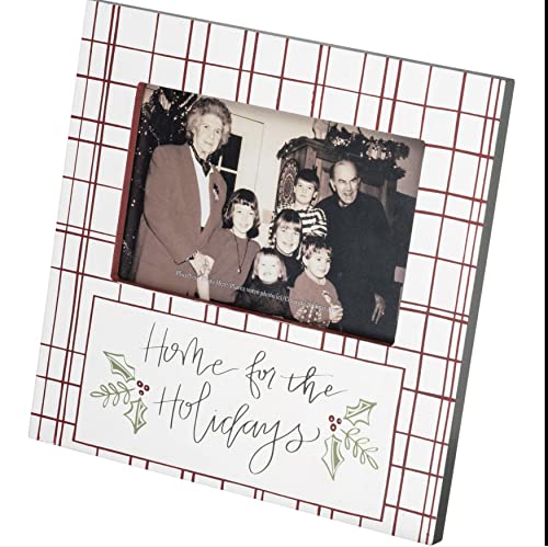 Frame Home For The Holidays holly plaid family season picture Christmas