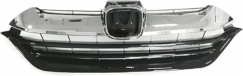 Rejilla de parachoques delantero compatible con CR-V CRV 2017 2018 2019, color negro con moldura cromada, parte de repuesto de rejilla superior