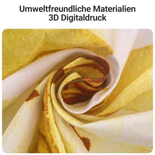 Lerores Shower Curtain, 180 x 180 cm, Yellow & Grey Flower, Weighted Hem, Anti-Mould, Water-Repellent - Image 3