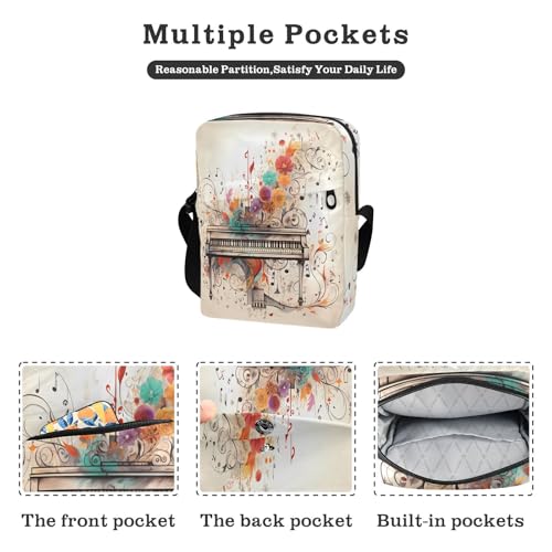 crossbody messenger bag Small Crossbody Bags For Women Cross Body Purse Adjustable Strap for Casual Casual- Piano Black Boho Style2