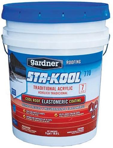 STA-Kool SK-7705 Traditional Acrylic Elastomeric Roof Coating, 5 Gallon (Pack of 1), White, 640 Fl Oz