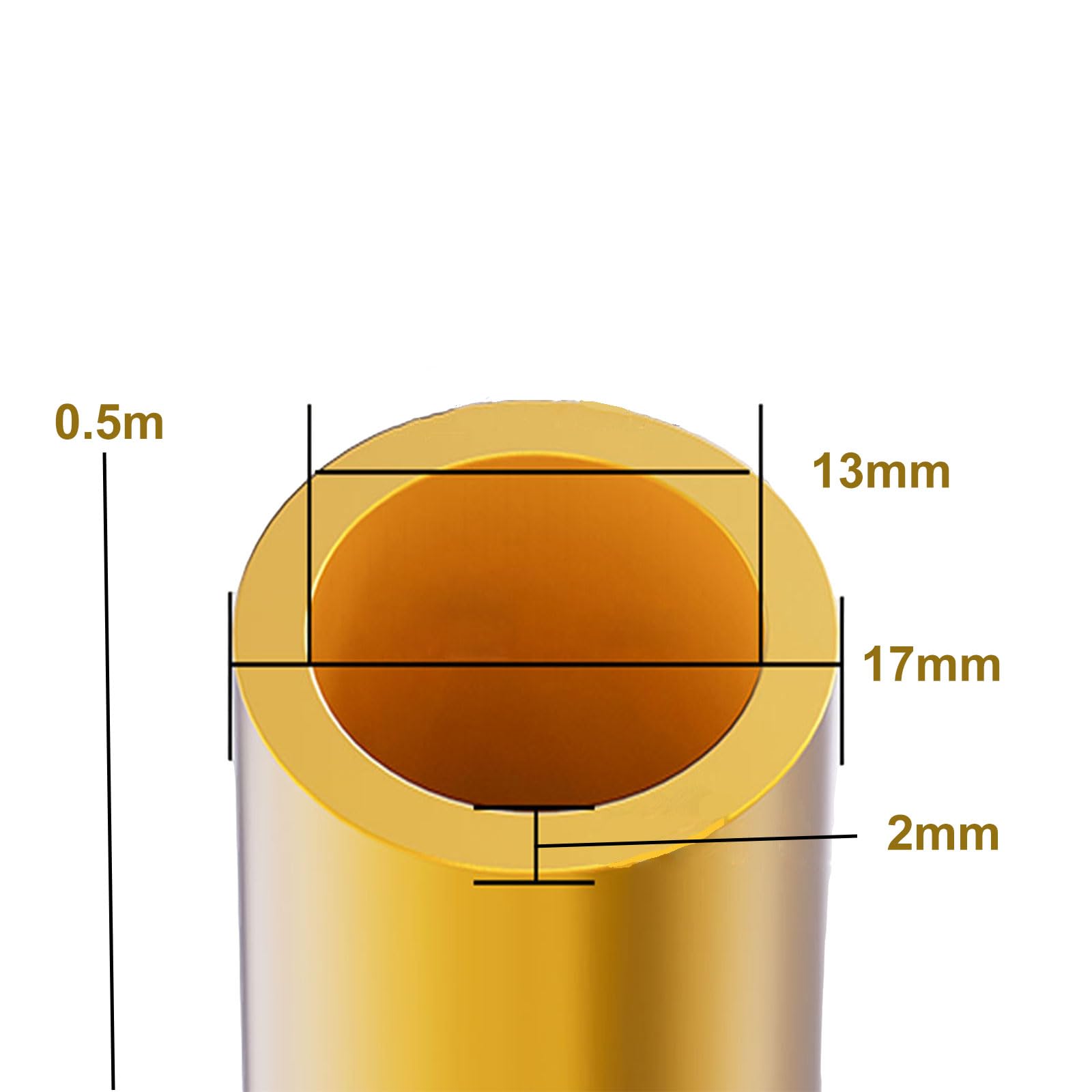 Tube rond en laiton de 17 mm de diamètre extérieur, épaisseur de paroi de 0,5 à 2 mm, longueur de 0,5 m, tube droit de précision sans soudure, haute résistance(17x2mm)