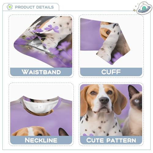 Wudan Dog and Cat in Lavender Big Girls Hoodie Sweatshirt Long Sleeve Hoodie for Boys3