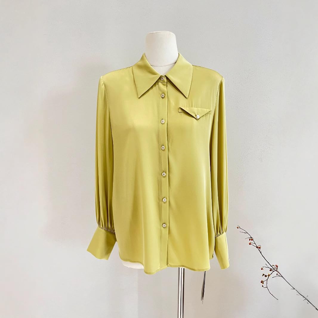 Donna Blusa da Ufficio in Seta Cr锚pe Stretch