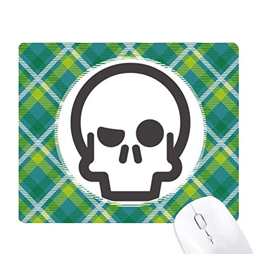 Tapis de souris pixel grille verte avec motif de squelette rigolo
