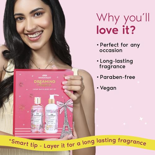 Image of Nykaa Wanderlust Dreaming Of Paris Gift Set Of 2 For Women | Luxury Champagne & Berries Shower Gel & Lotion Combo | Rakhi & Festive Gift Set For Sister | Premium Luxury Gifting Combo for her | Pack Of 2