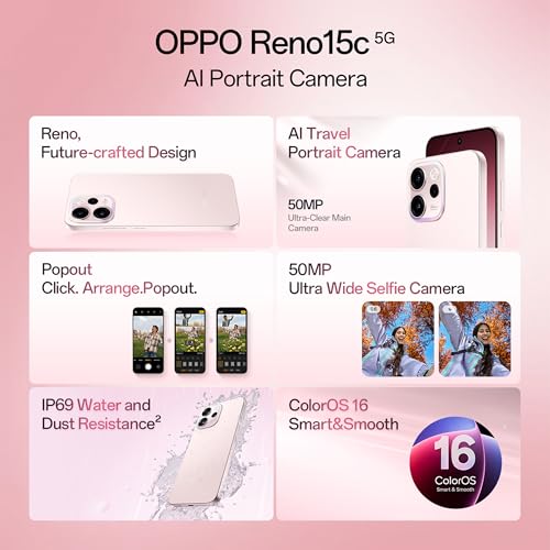 Image of Oppo Reno15c 5G (Twilight Blue, 12GB RAM, 256GB Storage) with No Cost EMI /Additional Exchange Offers