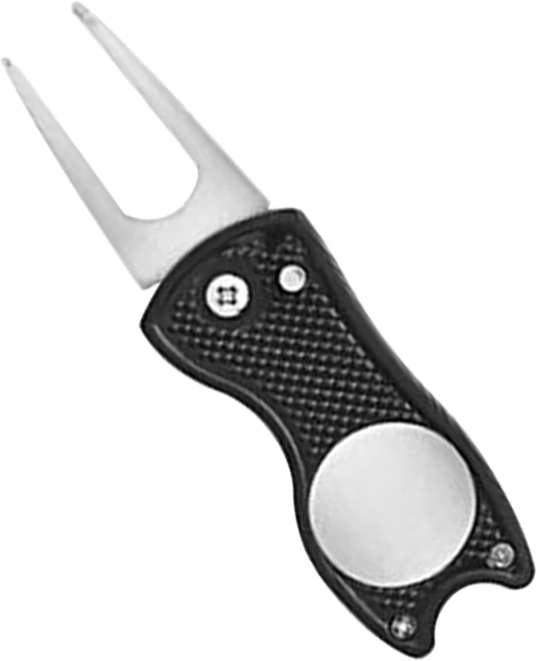 Stainless Steel Golf Divot Repair Tool 1Pcs Foldable Golf Divot Tool with Pop-up Button and Magnetic Ball Marker, Green Tool Accessories with Fork Tine Golf Pitch Mark Repair Tool