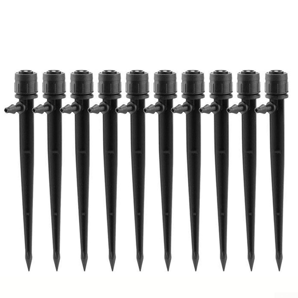 10pcs Drip Irrigation Emitters with Adjustable Water Flow and 360 Degree Sprinkler Rotation for Garden, Lawn and Agricultural Plant Watering Needs (Black)