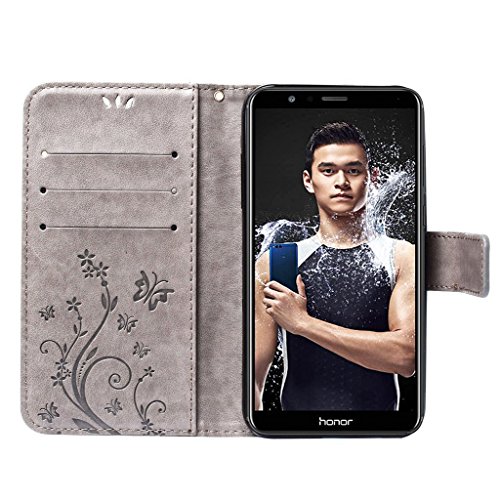 Leathlux Cover Honor 7X Custodia Grigio, Retro