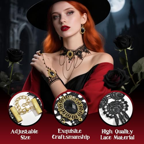Hisatan Halloween Gothic Vampire Choker Necklace Jewelry Set for Women - image 2
