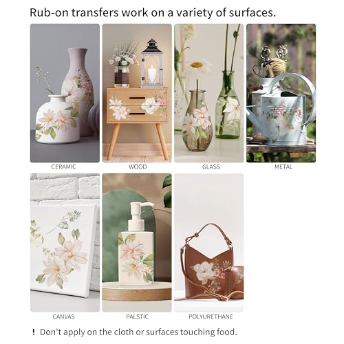 Funlife UV DTF Transfer-Aufkleber – Blumenmotive Vintage-inspirierte dekorative Aufkleber zur Verschönerung von Möbeln Blumenaufkleber für Nachttische Aquarell-Pfingstrosenmotive