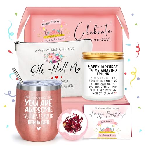 Birthday Gifts for Women: Best Friend Ideas - Happy Birthday Basket Set for Coworker & Female Bestie BFF