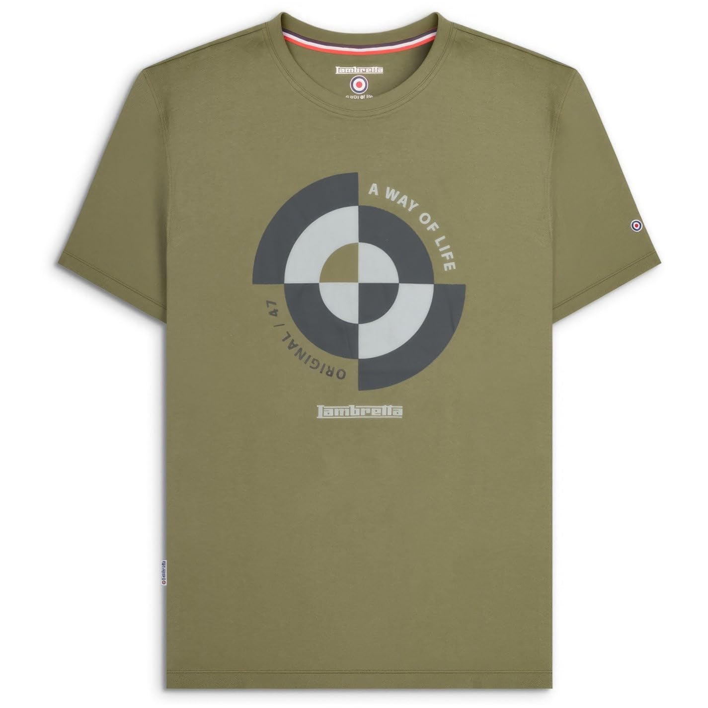 Lambretta Men's Khaki Target Quadrant Short Sleeve Cotton T-Shirt - 4XL