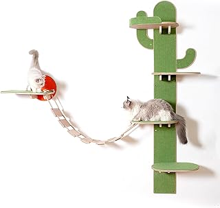 Docal 4-Levels Cactus Door Hanging Cat Climber Door Mounted Vertical Cat Tree Tower Cactus Shape with Carpeted Plank for Indoor Cats,Suitable for a Wide Range of Door Types