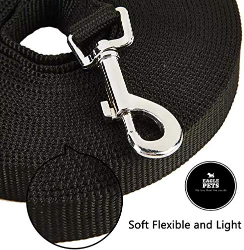 Eagle Pets 20ft Nylon Dog Training Leash - Long Lead For Recall, Hiking, Backyard Play, 1 Inch Wide