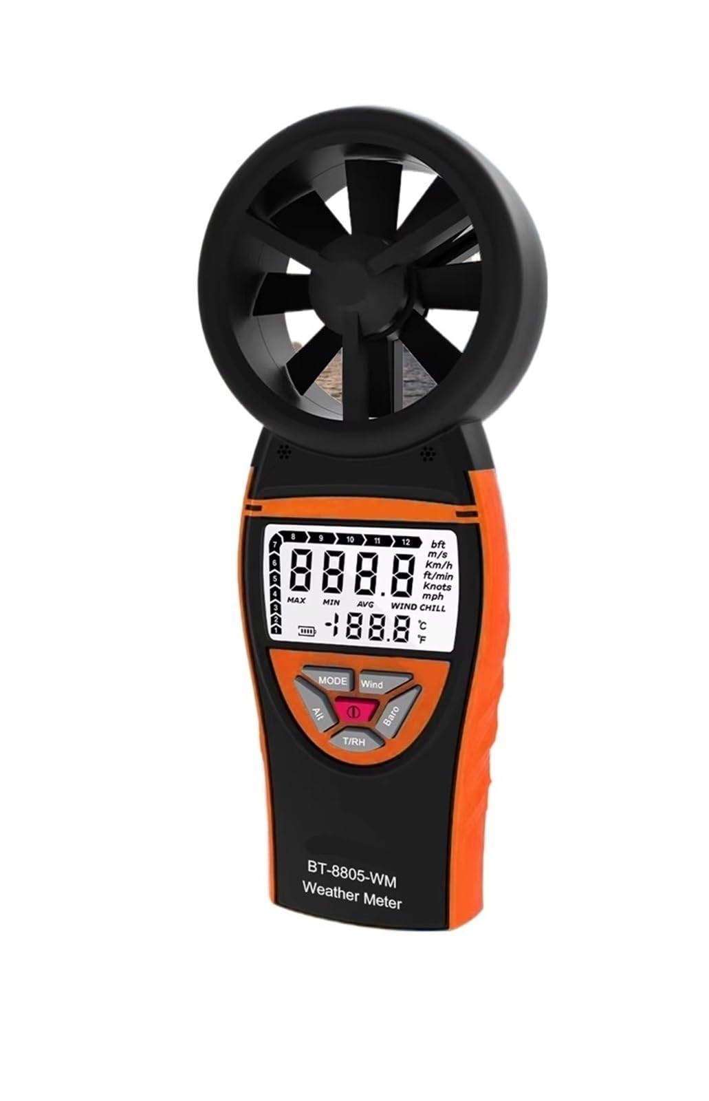 Cyfrowy anemometr z miernikiem temperatury i wilgotności, anemometr meteorologiczny, do użytku na zewnątrz i żeglarstwa