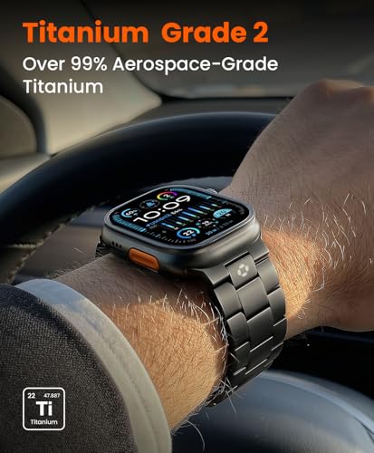 Image of Titanium Watch Band Compatible with Apple Watch Ultra 3 & Ultra 2 1 49mm - 26mm Wide-Body Metal Apple Watch Ultra Band with Scratch Resistant DLC Coating for men - CRNS01 Business Series