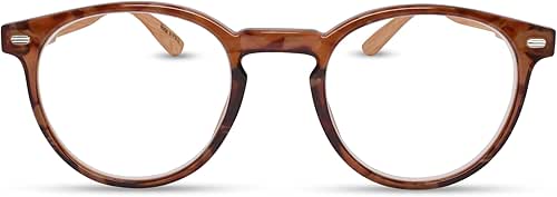 2SeeLife Small Round Bamboo Reading Glasses for Women – Narrow–Medium