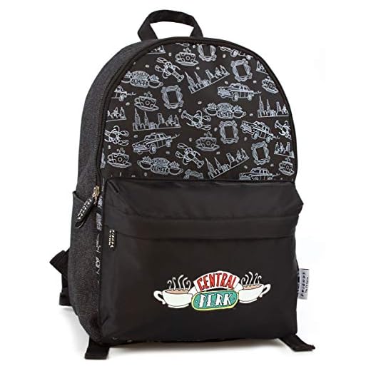 Amigos Niños Mochila Central Perk Logo para niñas y niños Negro Zip Un tamaño