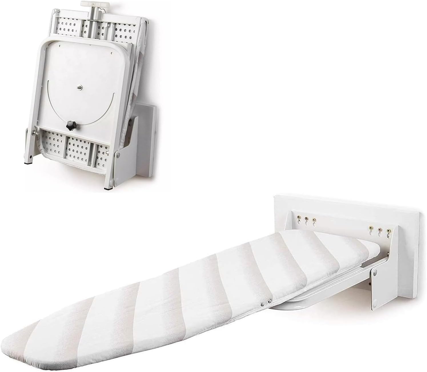 Tcatec Wall Mounted Ironing Board Folding Pull Out Ironing Table 180° Rotating Ironing Table with Heat Resistant Cover for Space Saving Home Laundry Room Drawer Wardrobe, 95 x 30 x 18cm