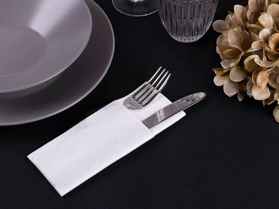 Servilleta Kanguro Bambutex® 40x40 cm | Pack 400 uds | Tela compostable de bambú | Suave, Resistente y ecológica | Porta Cubiertos para hostelería y Eventos sostenibles