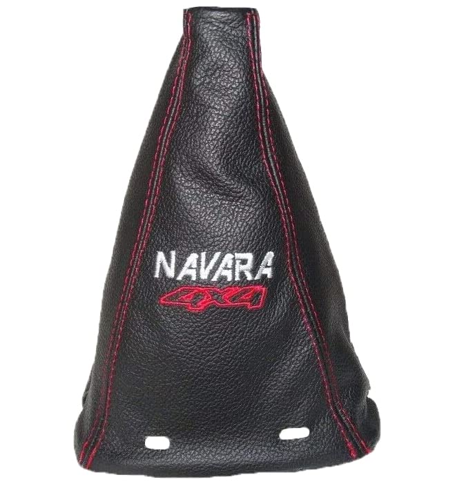 The Tuning-Shop for Nissan Navara 05-12 Shift Boot with Plastic Frame 180 mm Leather Navara 4x4 Embroidery